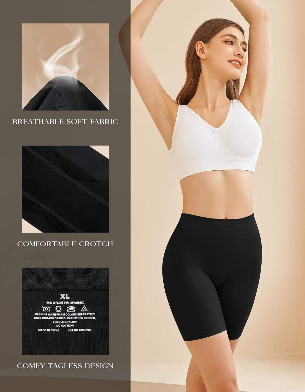 Slip Shorts for Women, Comfortable Smooth Seamless Underwear for Yoga
